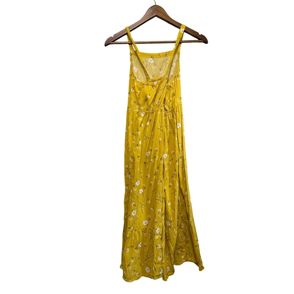 Old Navy Floral Maxi Dress Girls XL 14-16 Yellow Excellent Tiered Boho Summer